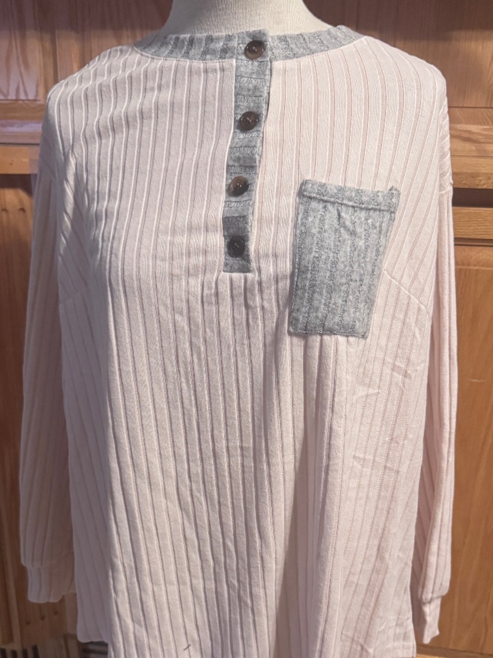 Exclusive Women's Ribbed Warm Winter Cream With Chest Pocket Blouse Classic